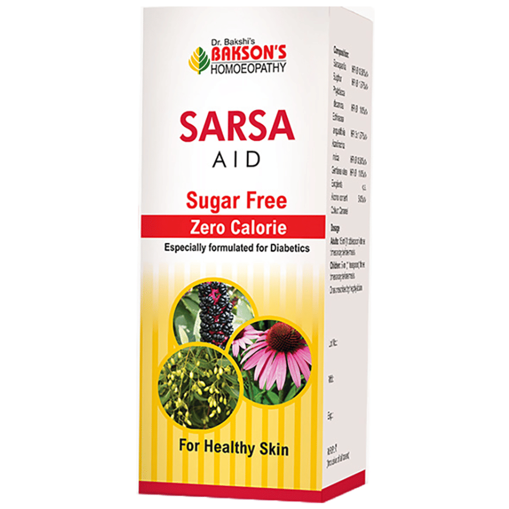 Bakson's Homeopathy Sarsa Aid Syrup Sugar Free bottle of 450 ml Syrup