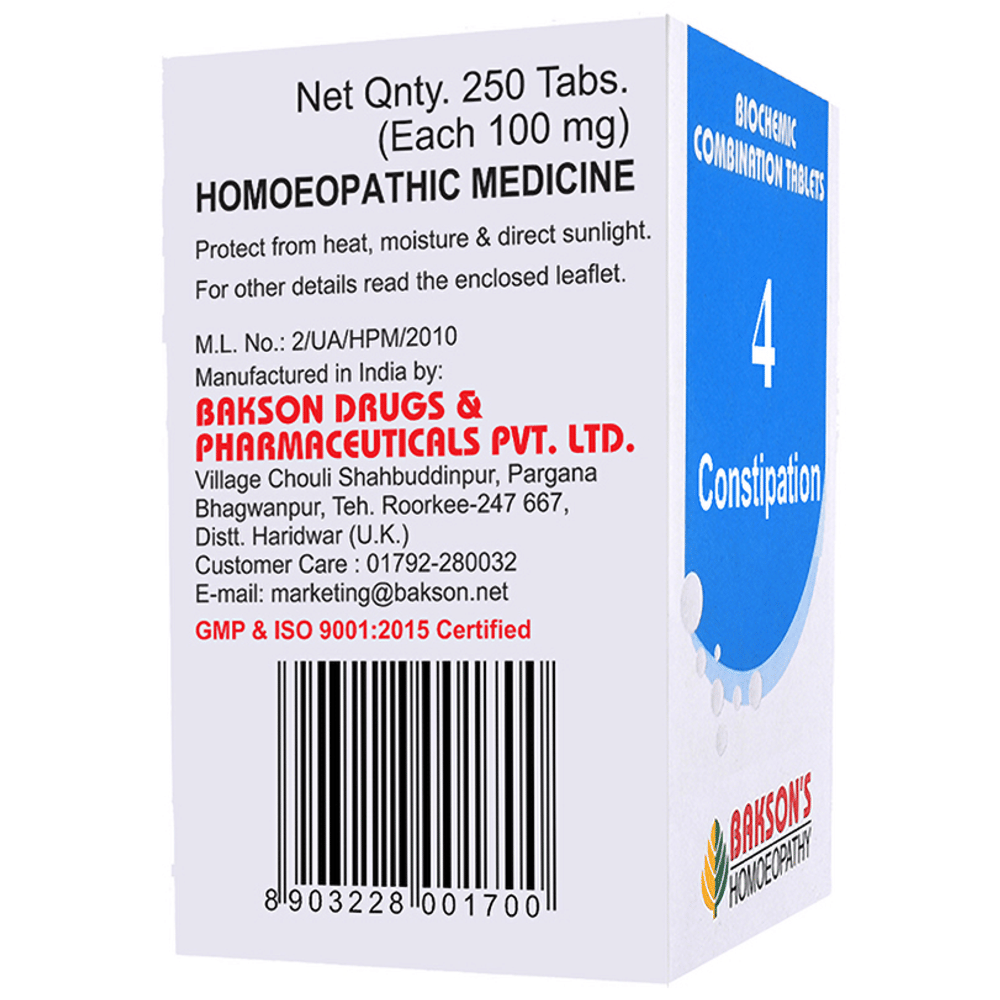 Bakson's Homeopathy Biocombination 4 Tablet bottle of 250 biocombination tablets Bakson's Homeopathy Biocombination 4 Tablet bottle of 250 biocombination tablets