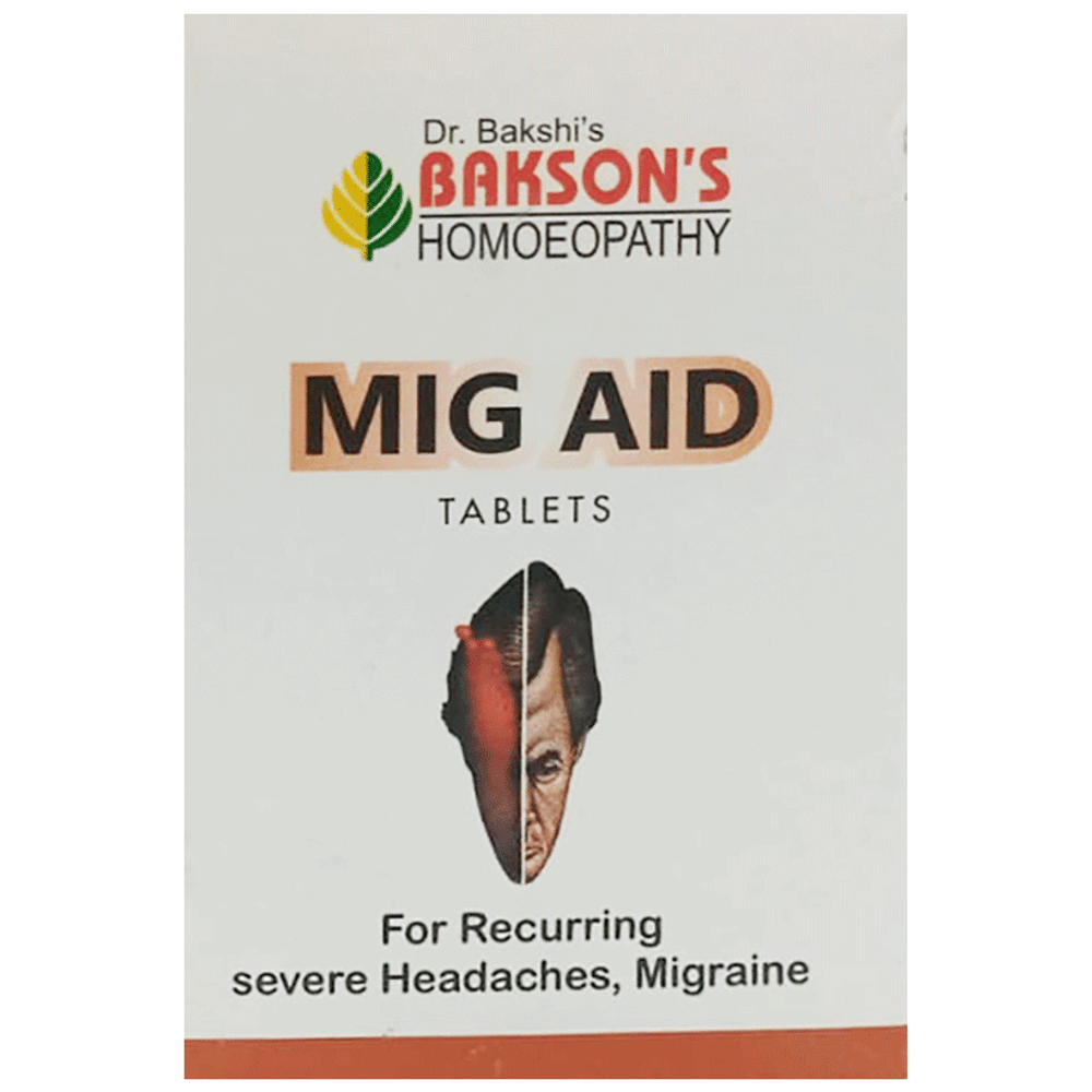 Bakson's Homeopathy Mig Aid Tablet bottle of 75 tablets