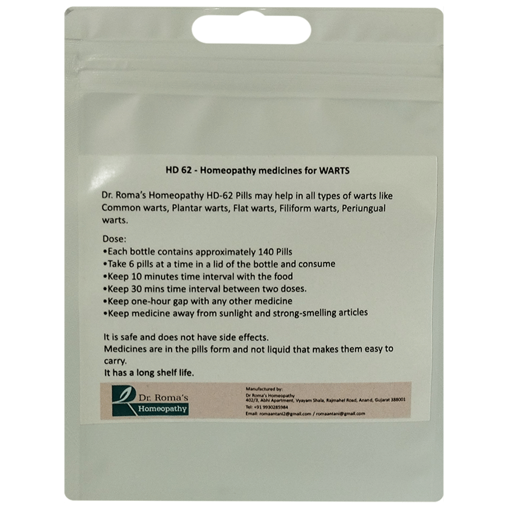 Dr. Romas Homeopathy HD-62 Warts, 2 Bottles of 2 Dram packet of 2 bottles