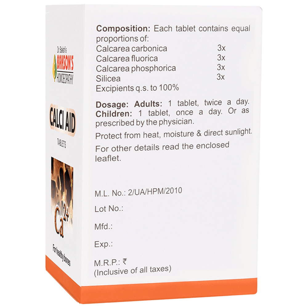 Bakson's Homeopathy Calci Aid Tablet bottle of 75 tablets