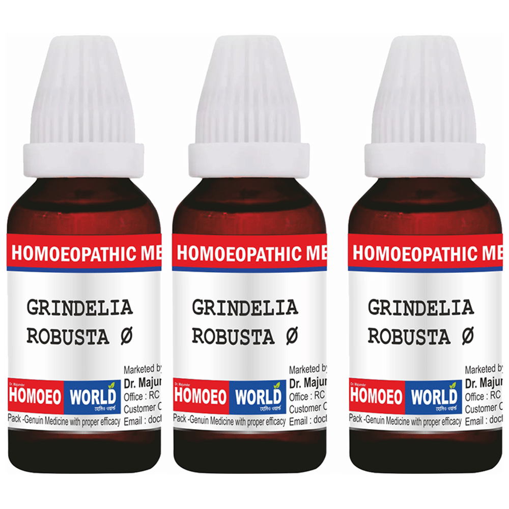 Dr. Majumder Homeo World Grindelia Robusta Mother Tincture (30ml Each) Q combo pack of 3 bottles