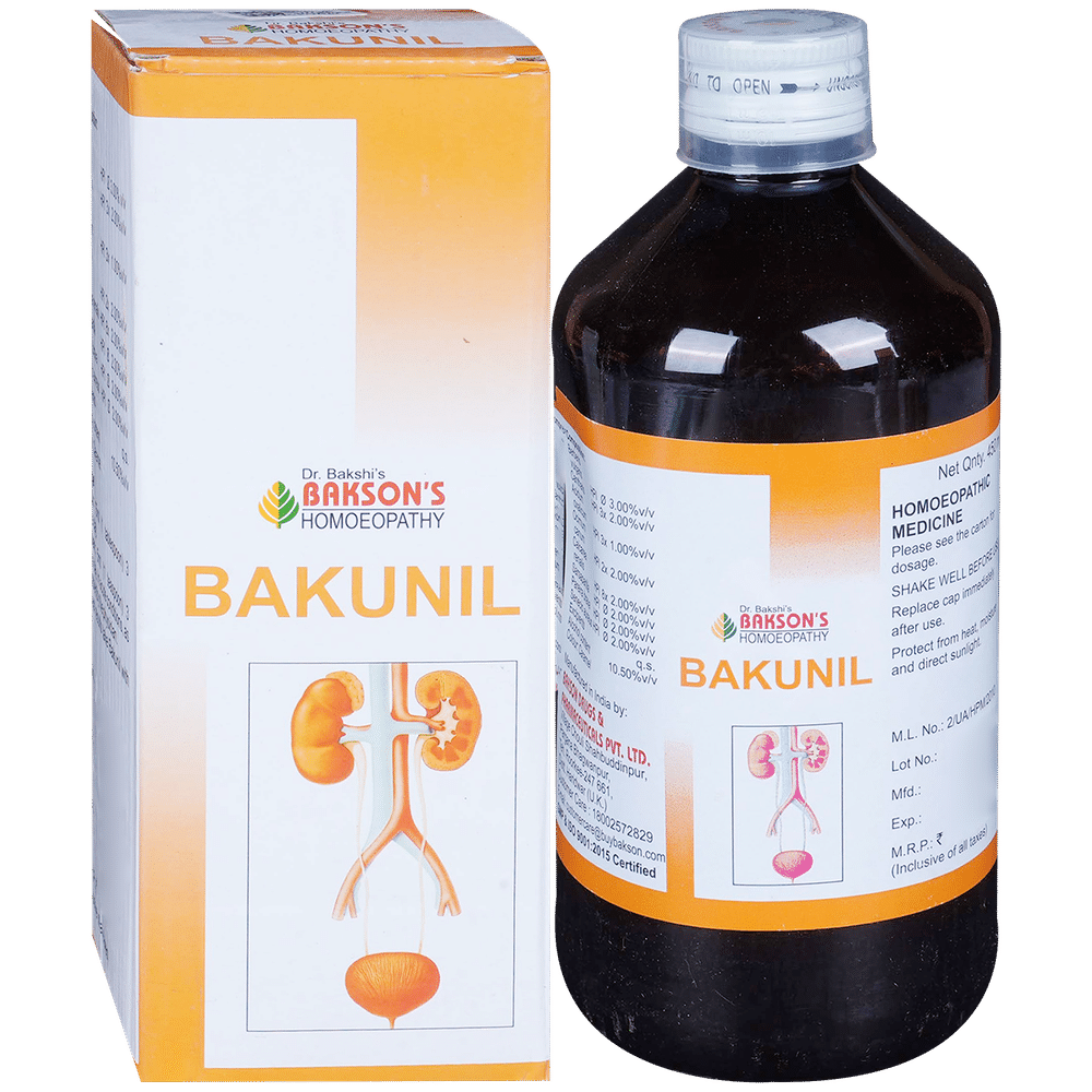 Bakson's Homeopathy Bakunil Syrup bottle of 450 ml Syrup