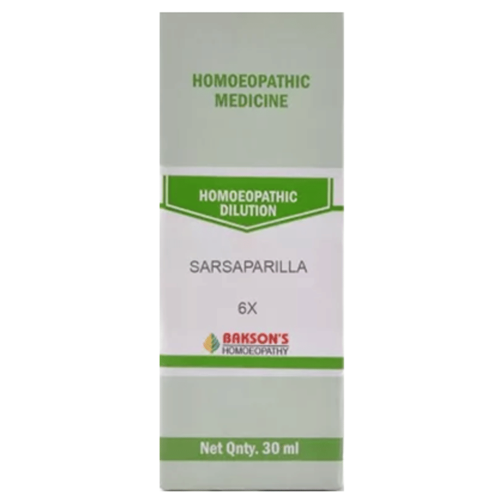 Bakson's Homeopathy Sarsaparilla Dilution 6X bottle of 30 ml Dilution