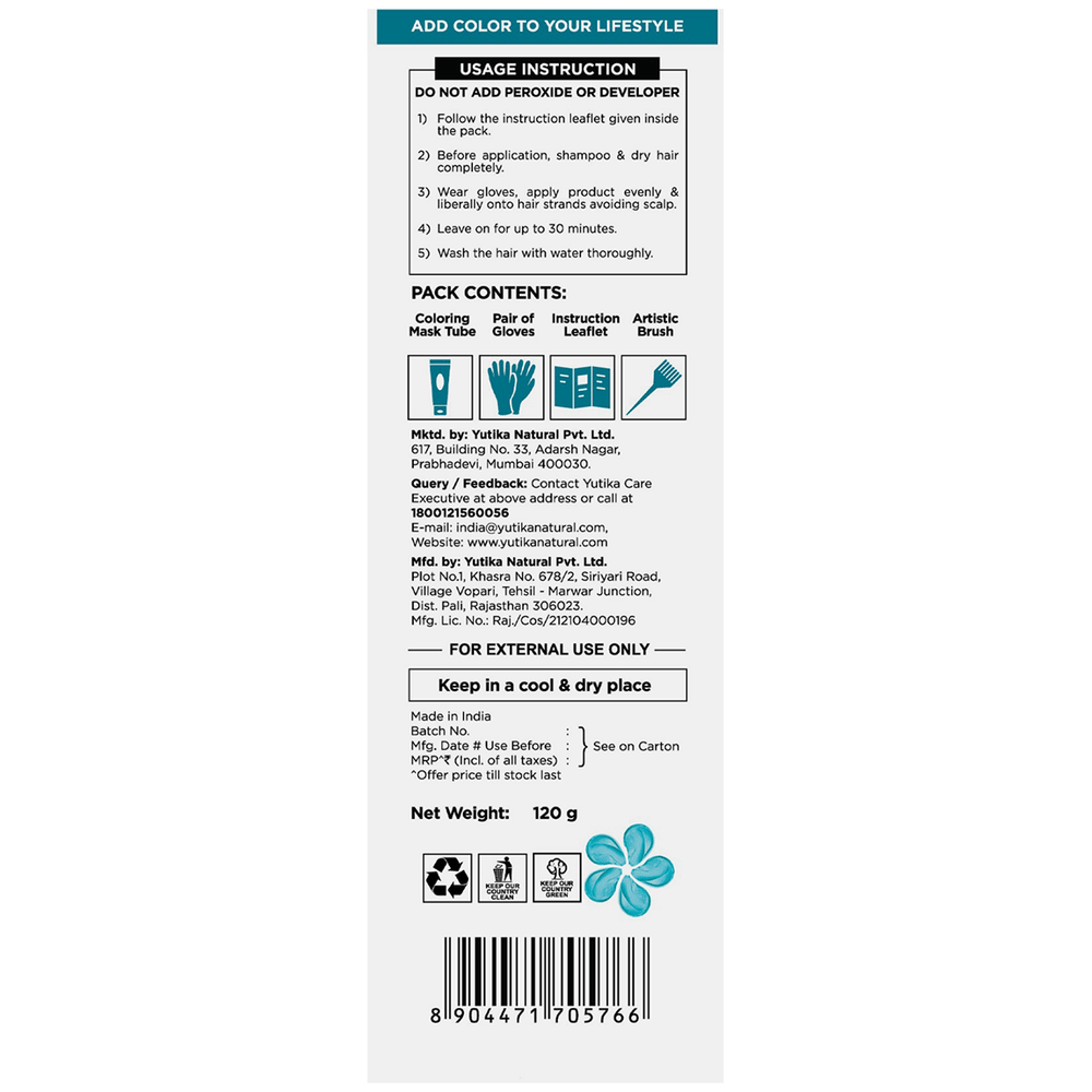 CosGlam Semi Permanent Hair Color | PPD & Ammonia free | Electric Teal tube of 120 gm Cream CosGlam Semi Permanent Hair Color | PPD & Ammonia free | Electric Teal tube of 120 gm Cream