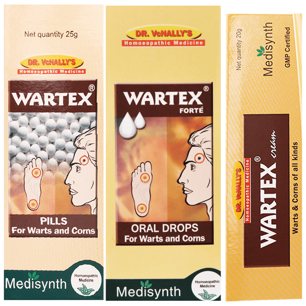 Medisynth Combo Pack of Wartex Cream, Wartex Pills & Wartex Forte Drop combo pack of 3 units