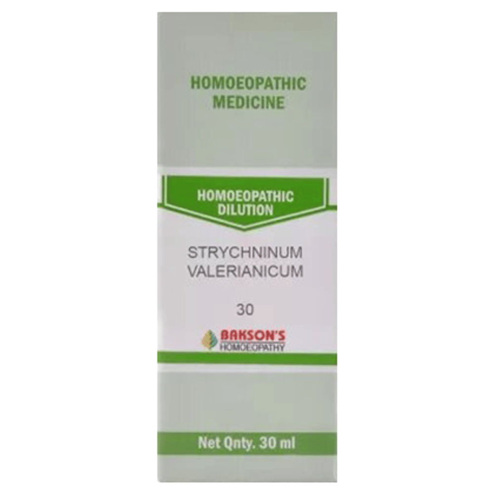 Bakson's Homeopathy Strychninum Valerianicum Dilution 30 bottle of 30 ml Dilution Bakson's Homeopathy Strychninum Valerianicum Dilution 30 bottle of 30 ml Dilution