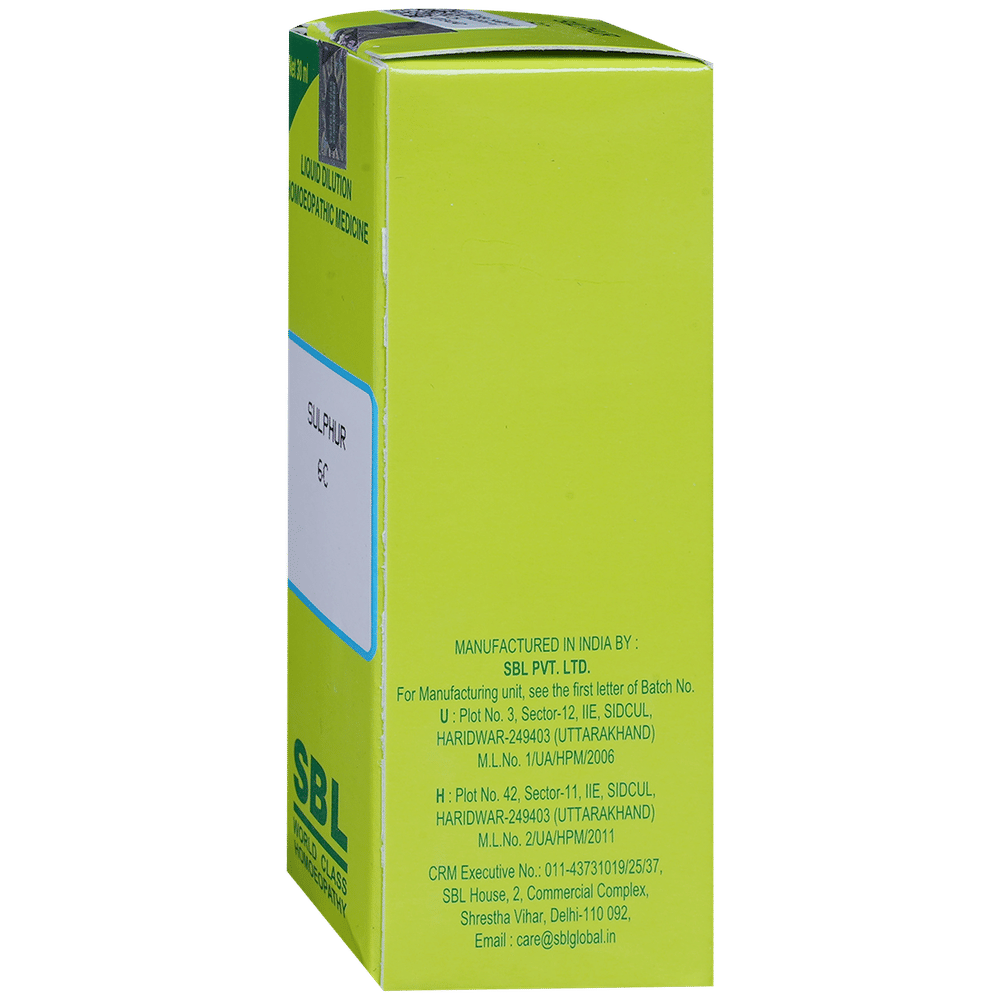 SBL Sulphur Dilution 6 CH bottle of 30 ml Dilution SBL Sulphur Dilution 6 CH bottle of 30 ml Dilution