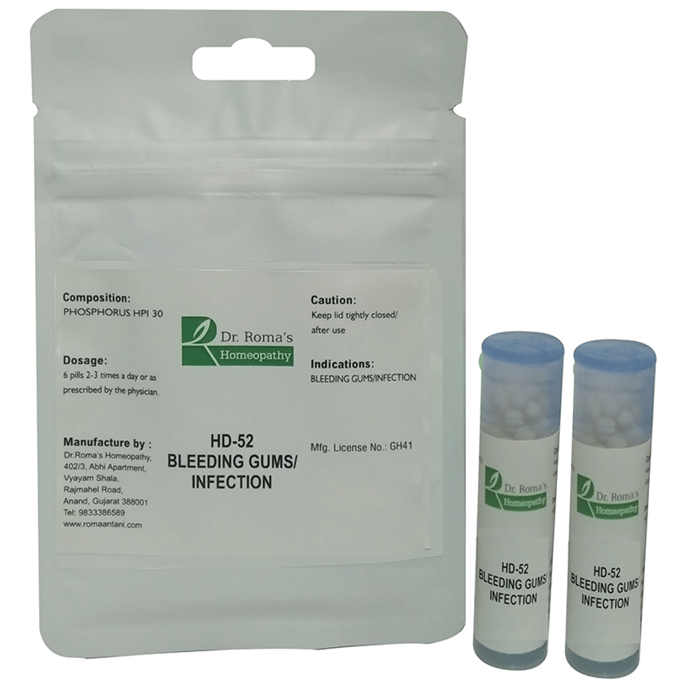 Dr. Romas Homeopathy HD-52 Bleeding Gums & Infection, 2 Bottles of 2 Dram packet of 2 bottles