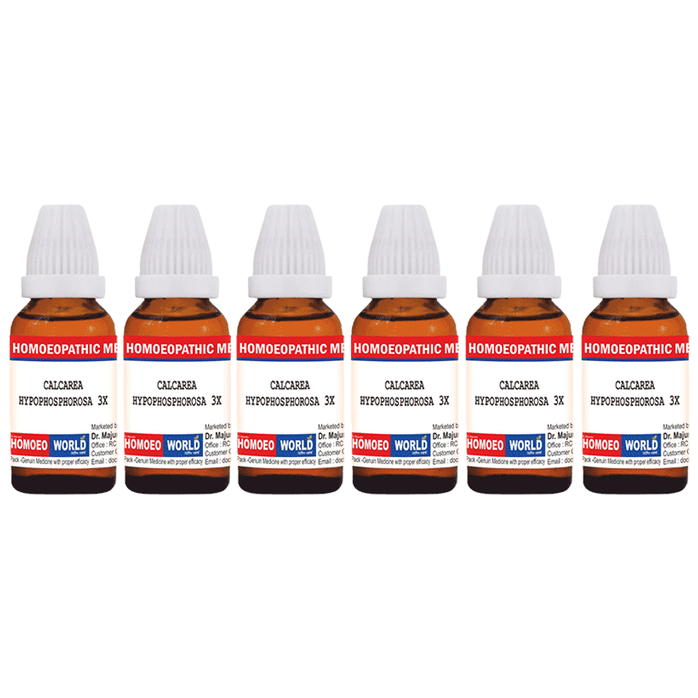 Dr. Majumder Homeo World Calcarea Hypophosphorosa Dilution (30ml Each) 3X combo pack of 6 Packs