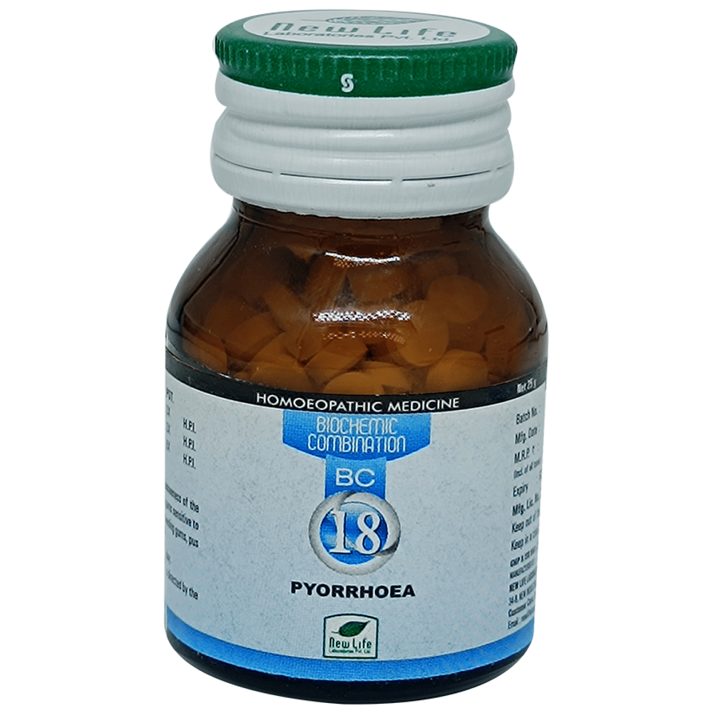 New Life Bio Combination No.18 Pyorrhoea bottle of 25 gm Biocombination Tablet New Life Bio Combination No.18 Pyorrhoea bottle of 25 gm Biocombination Tablet