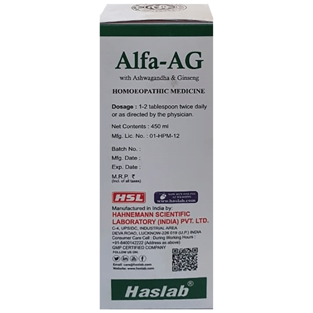 Haslab Alfa-AG Syrup bottle of 450 ml Syrup Haslab Alfa-AG Syrup bottle of 450 ml Syrup