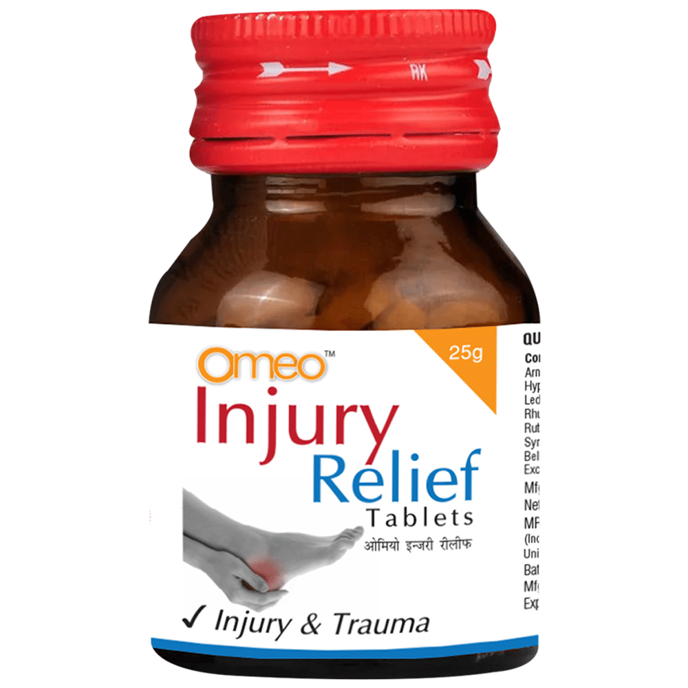 Bjain Omeo Injury Relief Tablet bottle of 25 gm Tablet Bjain Omeo Injury Relief Tablet bottle of 25 gm Tablet