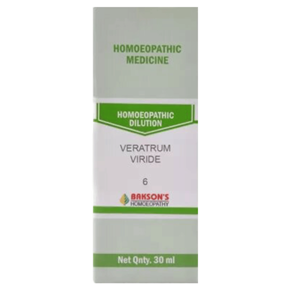 Bakson's Homeopathy Veratrum Viride Dilution 6 bottle of 30 ml Dilution Bakson's Homeopathy Veratrum Viride Dilution 6 bottle of 30 ml Dilution