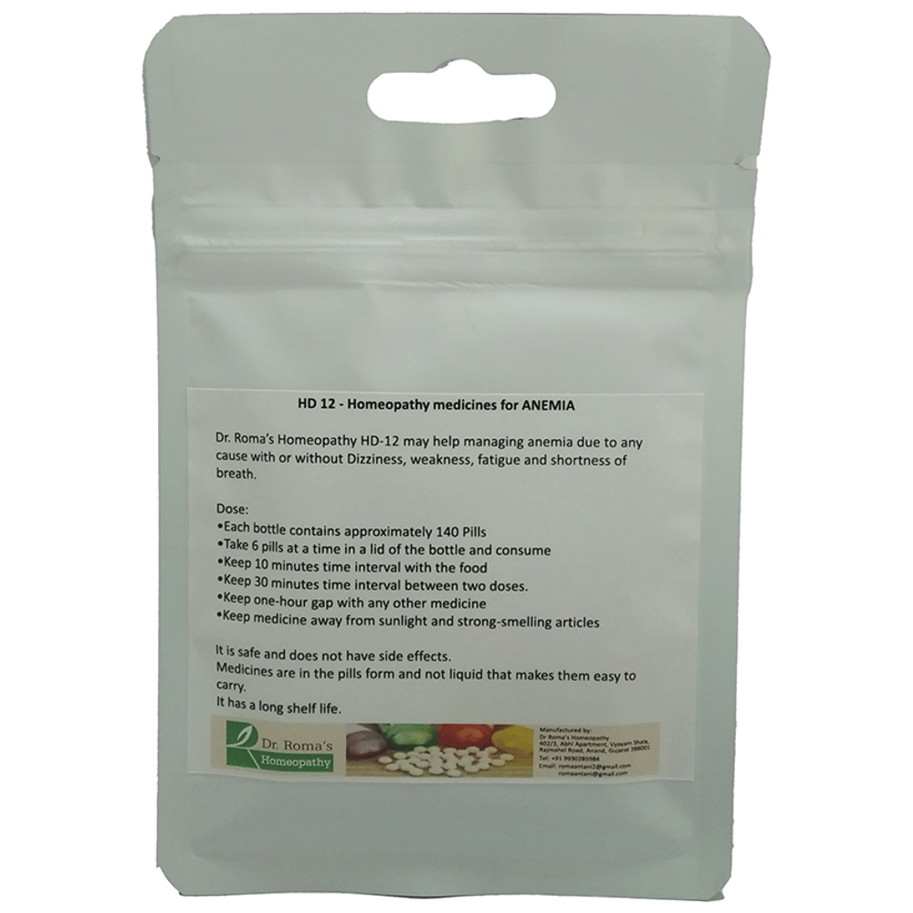 Dr. Romas Homeopathy HD-12 Anemia, 2 Bottles of 2 Dram packet of 2 bottles