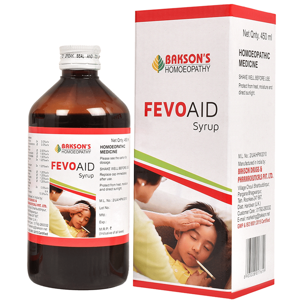 Bakson's Homeopathy Fevo Aid Syrup bottle of 450 ml Syrup