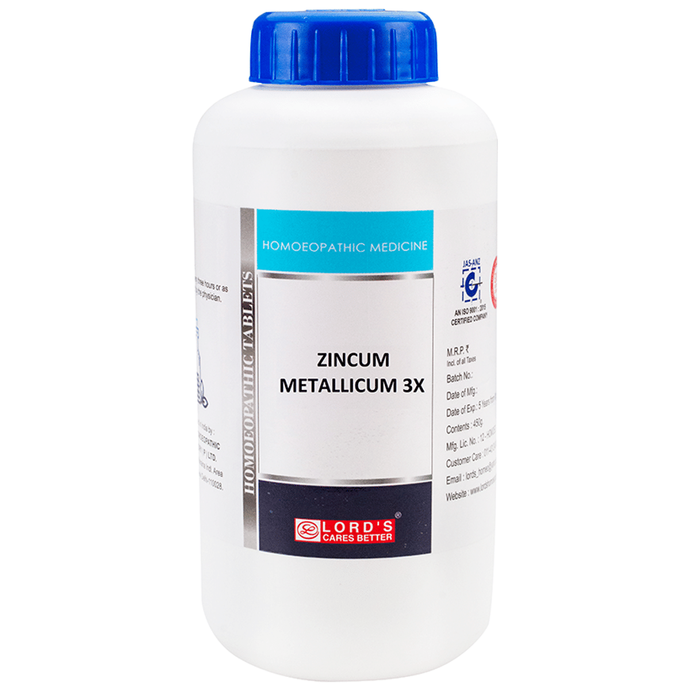 Lord's Zincum Met Trituration Tablet 3X bottle of 450 gm Trituration Tablet
