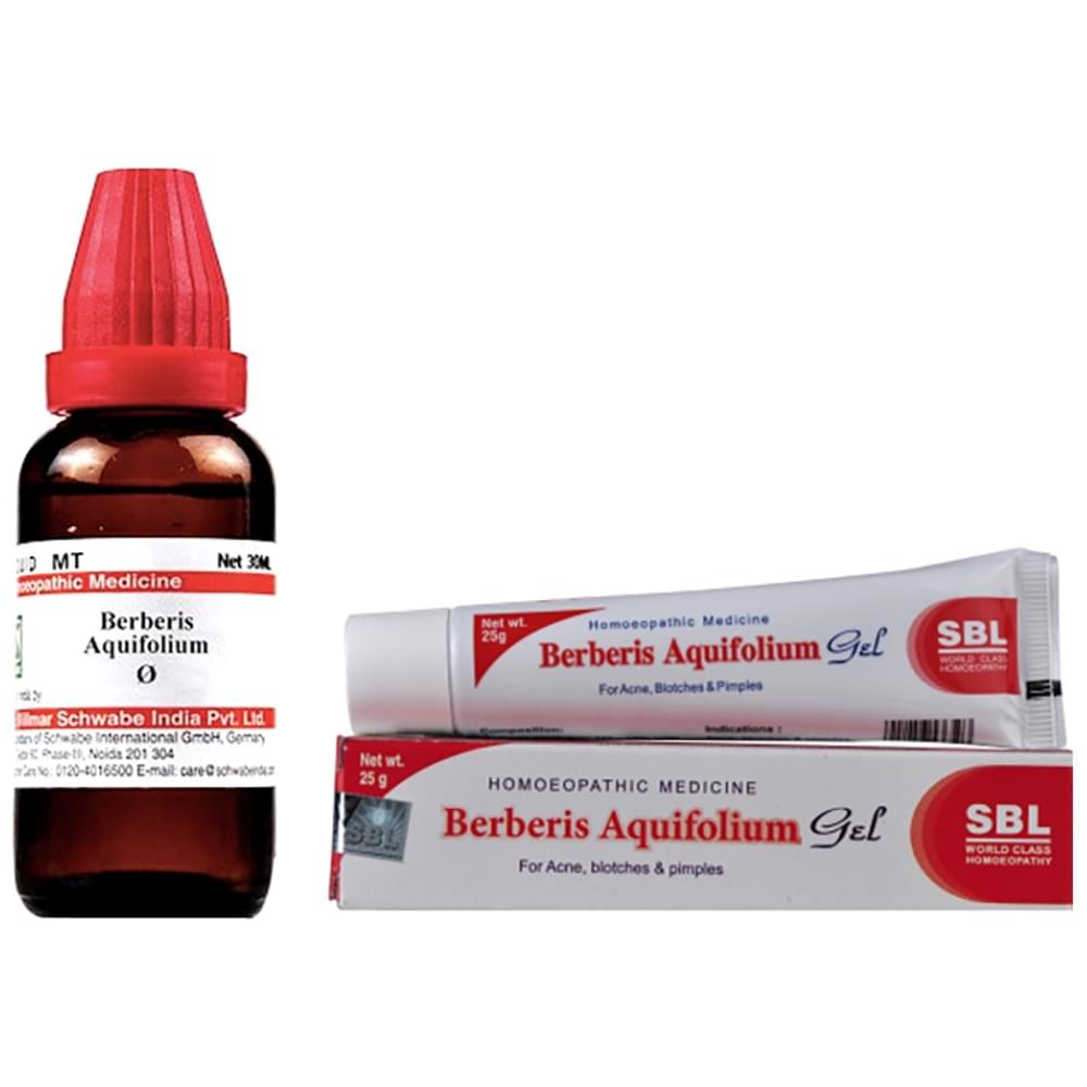 Combo Pack of Dr Willmar Schwabe India Berberis Aquifolium Mother Tincture Q 30ml & SBL Berberis Aquifolium Gel 25gm combo pack of 2 Packs