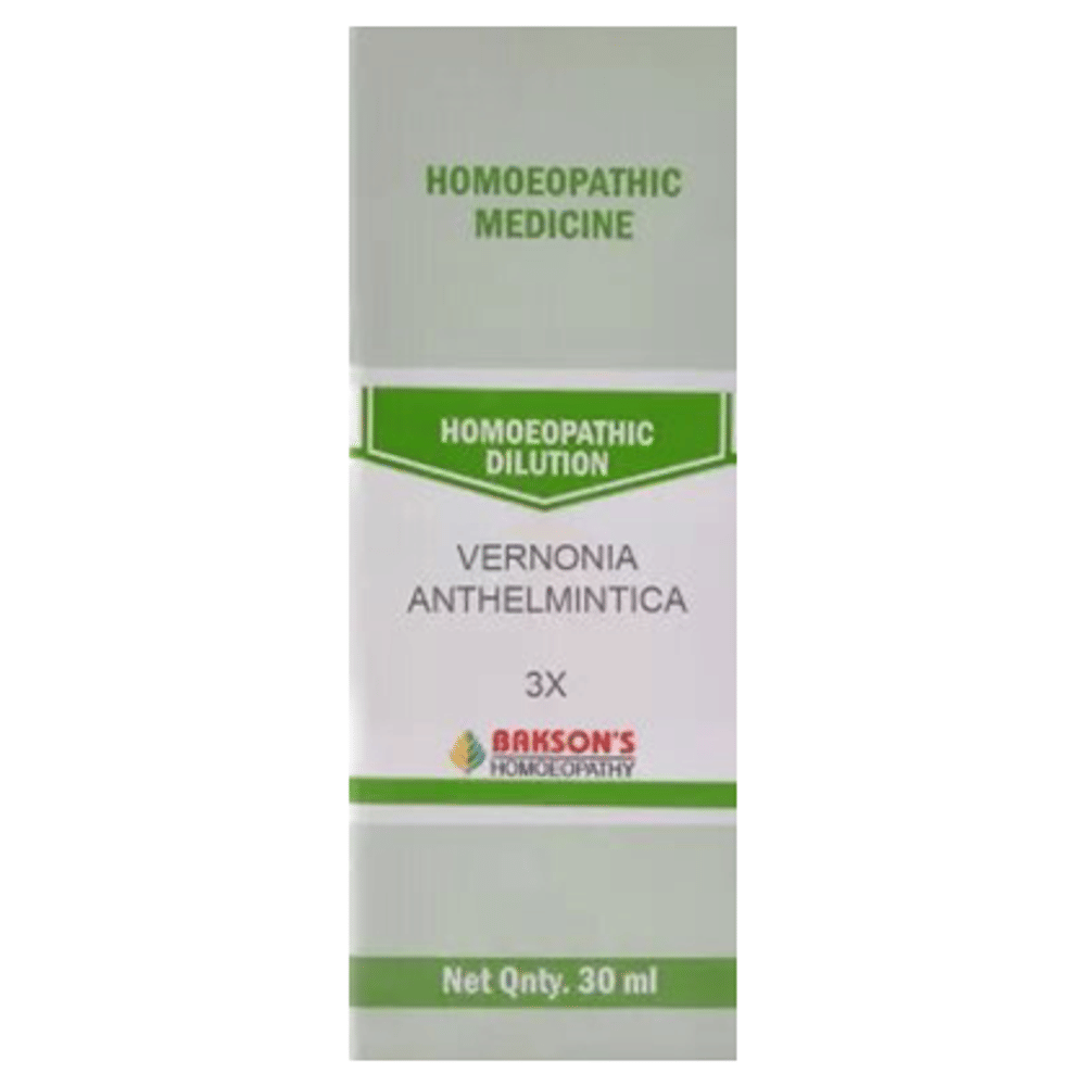Bakson's Homeopathy Vernonia Anthelmintica  Dilution 3X bottle of 30 ml Dilution