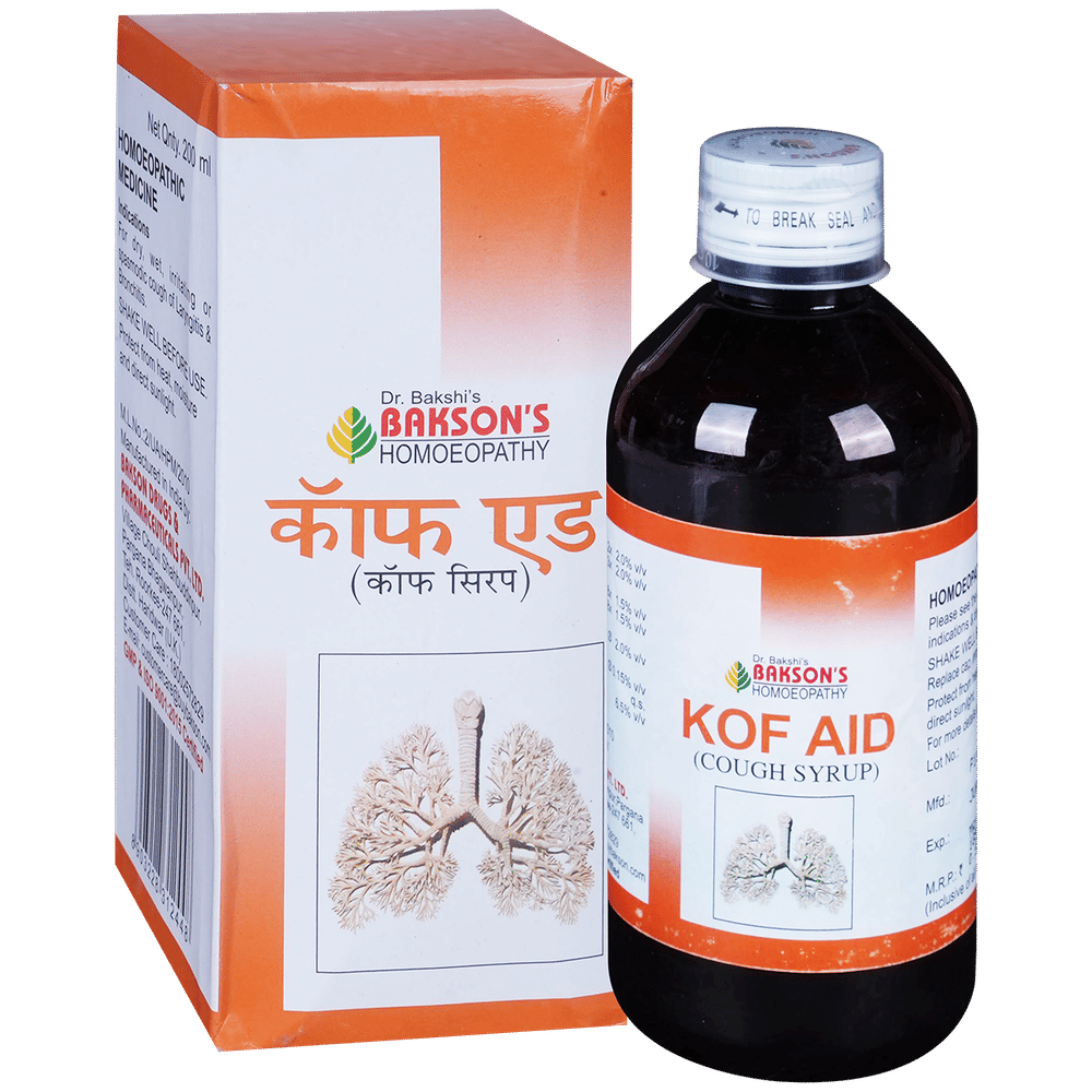 Bakson's Homeopathy Kof Aid Cough Syrup bottle of 200 ml Syrup