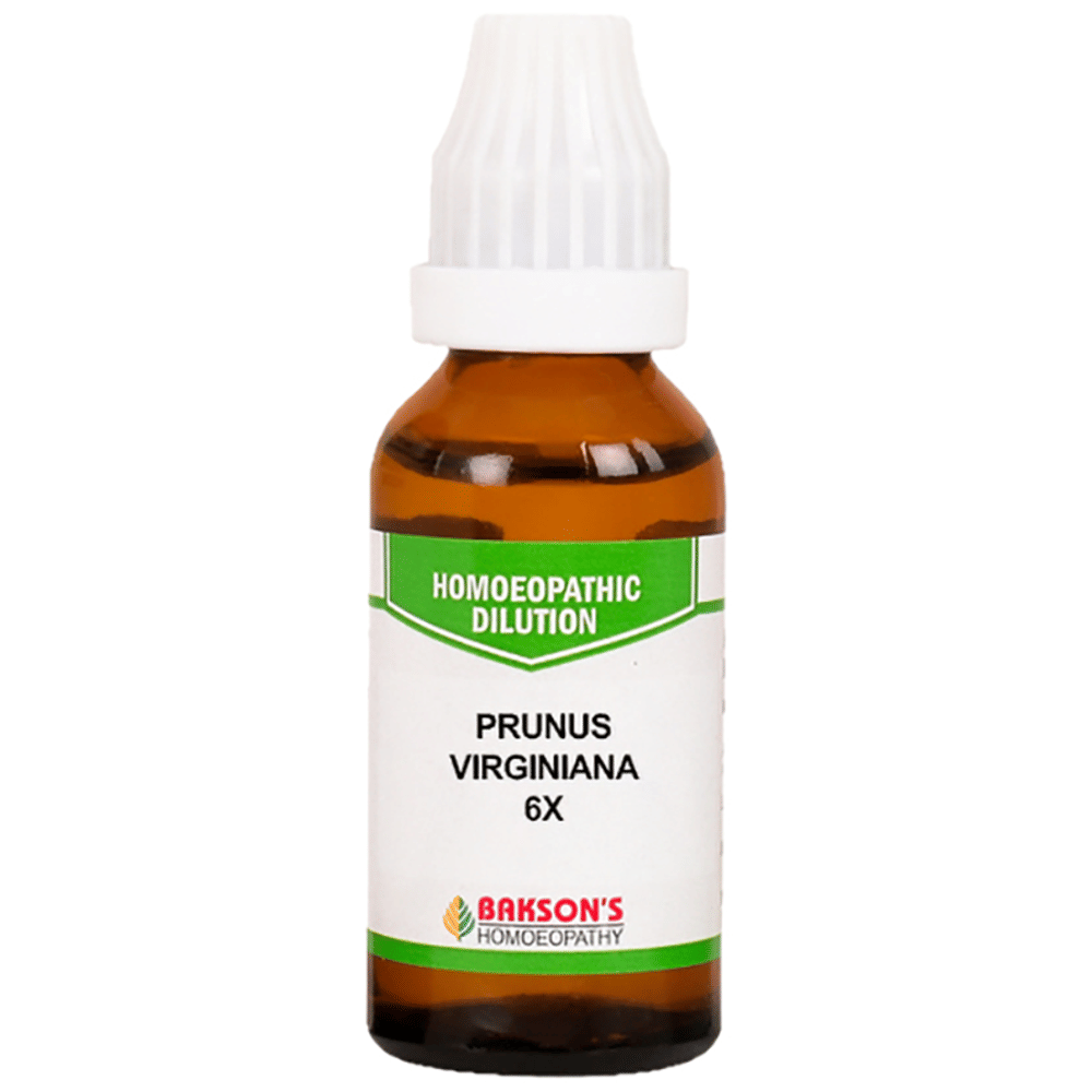 Bakson's Homeopathy Prunus Virginiana Dilution 6X bottle of 30 ml Dilution Bakson's Homeopathy Prunus Virginiana Dilution 6X bottle of 30 ml Dilution