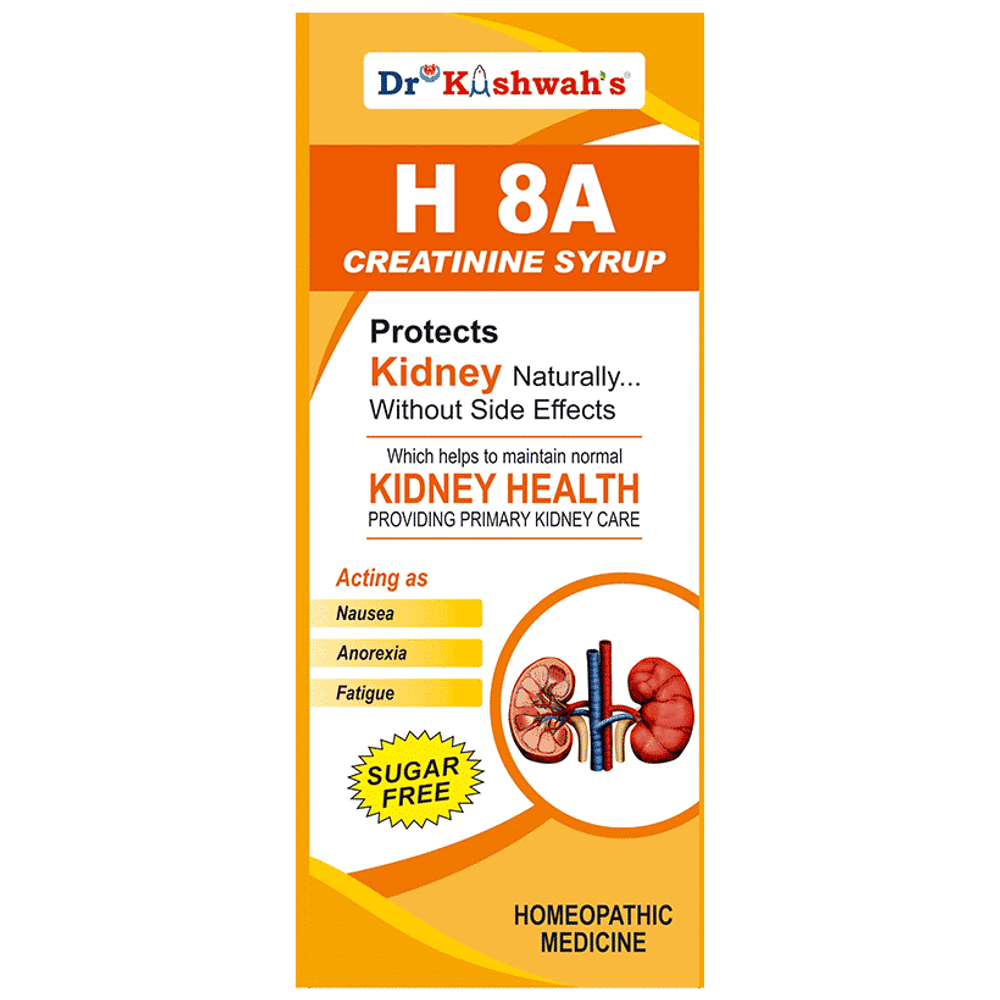 Dr Kushwah's H 8A Creatinine Syrup Sugar Free bottle of 225 ml Syrup