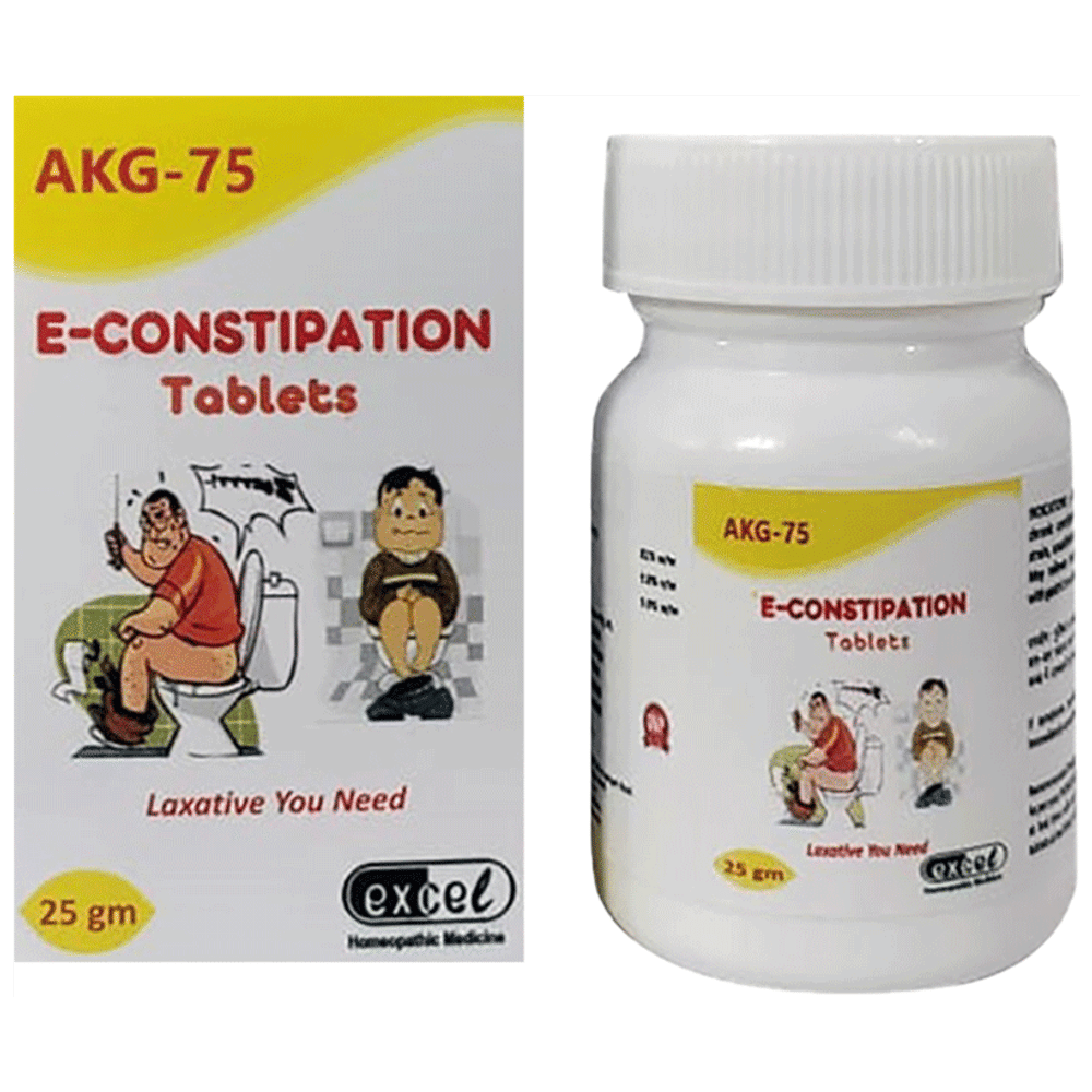 Excel AKG 75 E-Constipation Tablet bottle of 25 gm Tablet