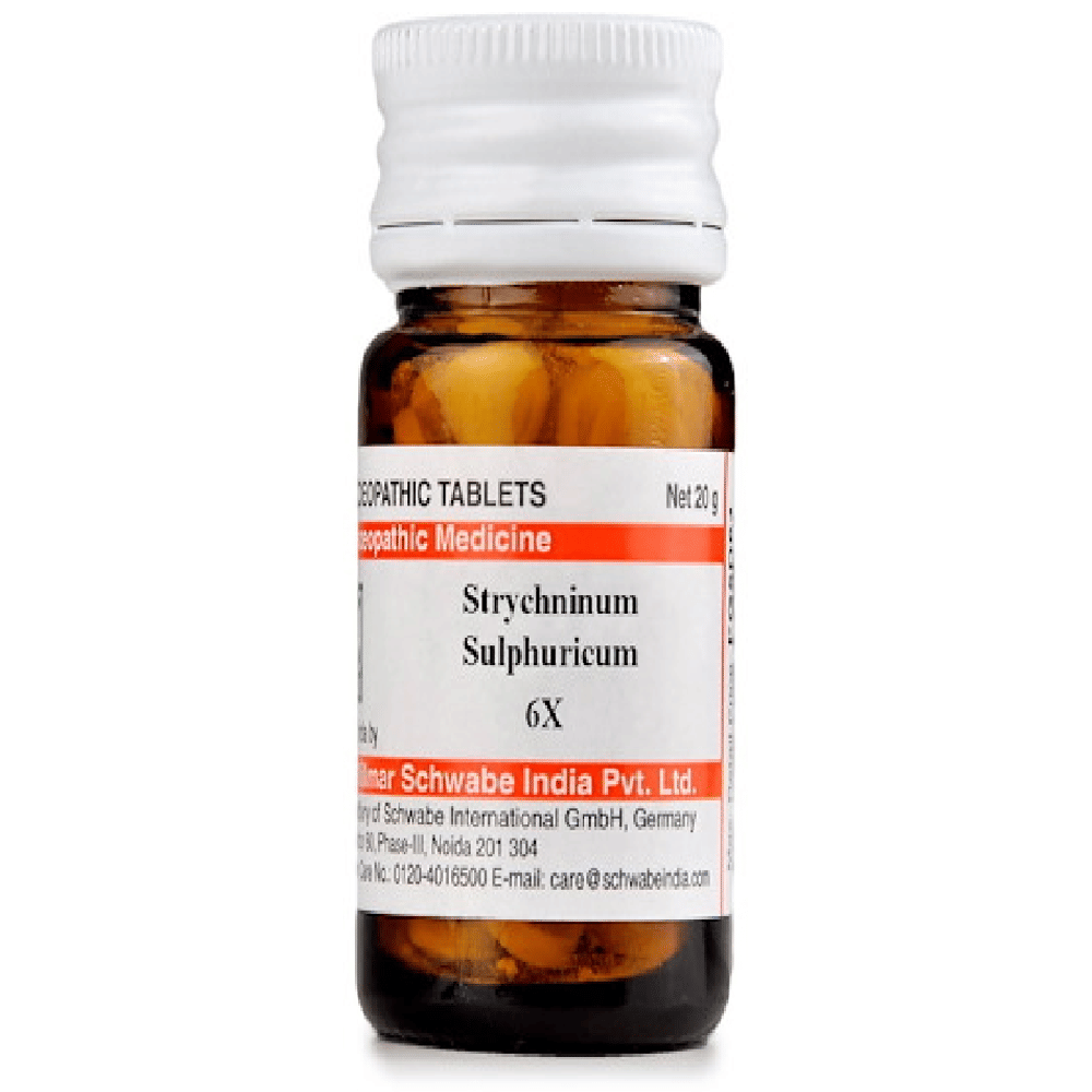 Dr Willmar Schwabe India Strychninum Sulphuricum Trituration Tablet 6X bottle of 20 gm Trituration Tablet