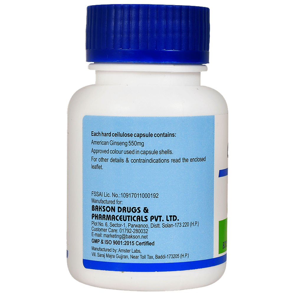 Bakson's Ginseng Plus Capsule bottle of 30 capsules