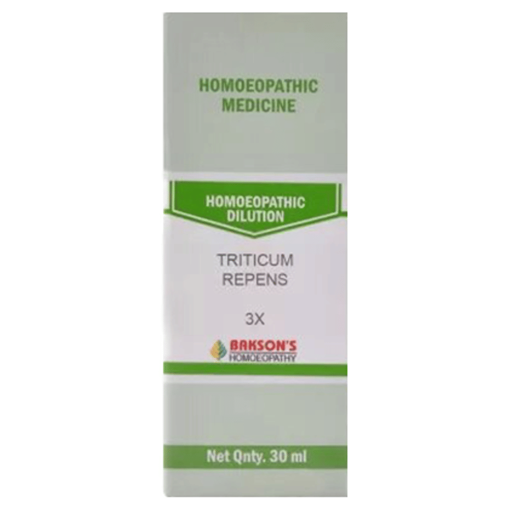 Bakson's Homeopathy Triticum Repens Dilution 3X bottle of 30 ml Dilution Bakson's Homeopathy Triticum Repens Dilution 3X bottle of 30 ml Dilution
