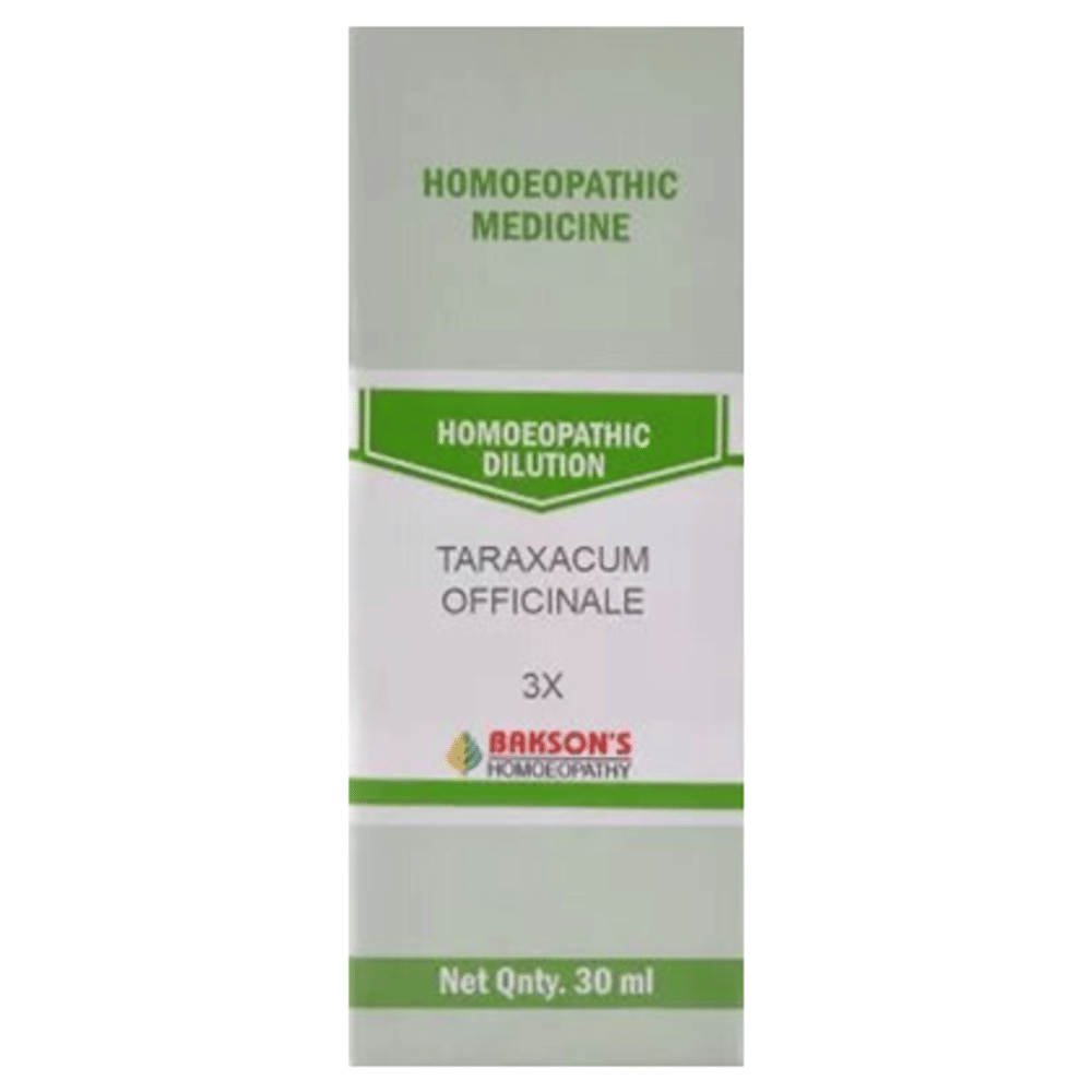 Bakson's Homeopathy Taraxacum Officinale Dilution 3X bottle of 30 ml Dilution
