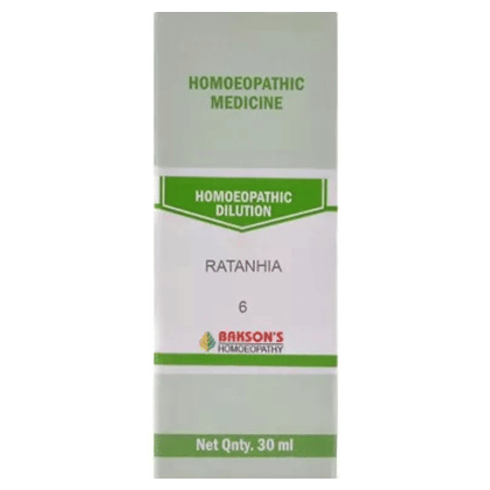 Bakson's Homeopathy Ratanhia Dilution 6 CH bottle of 30 ml Dilution