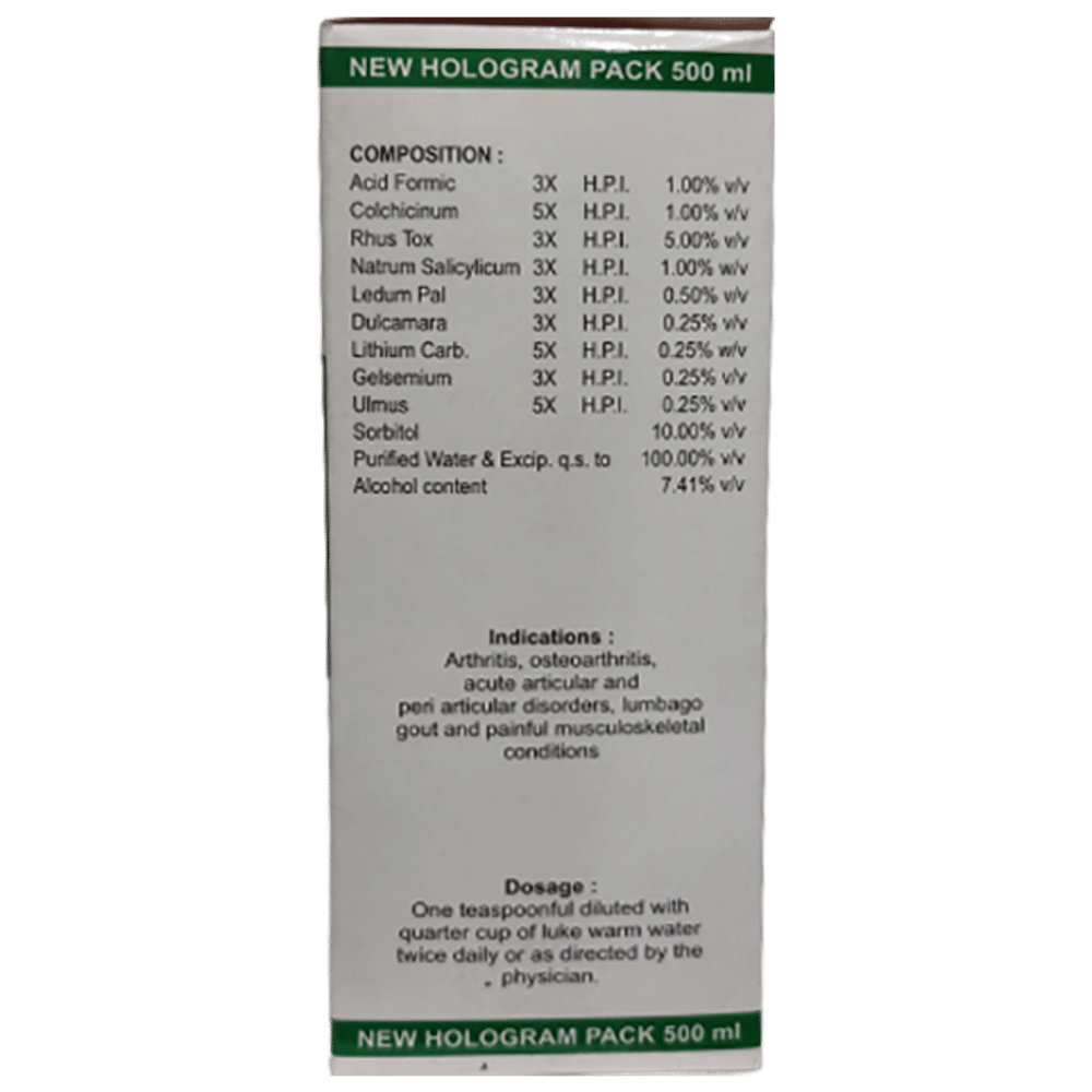 Dr. Wellmans Rheuma-Sol Syrup Sugar Free bottle of 500 ml Syrup