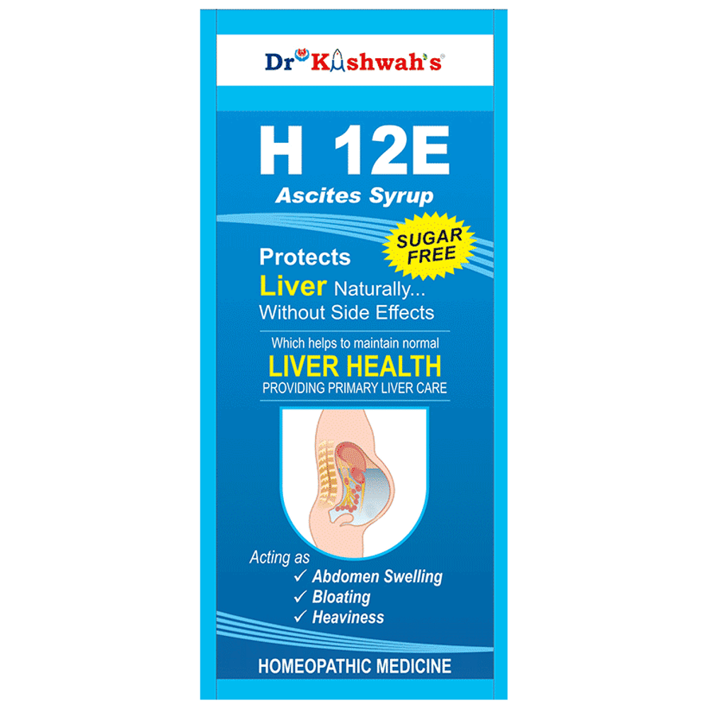 Dr Kushwah's H 12E Ascites Syrup Sugar Free bottle of 225 ml Syrup