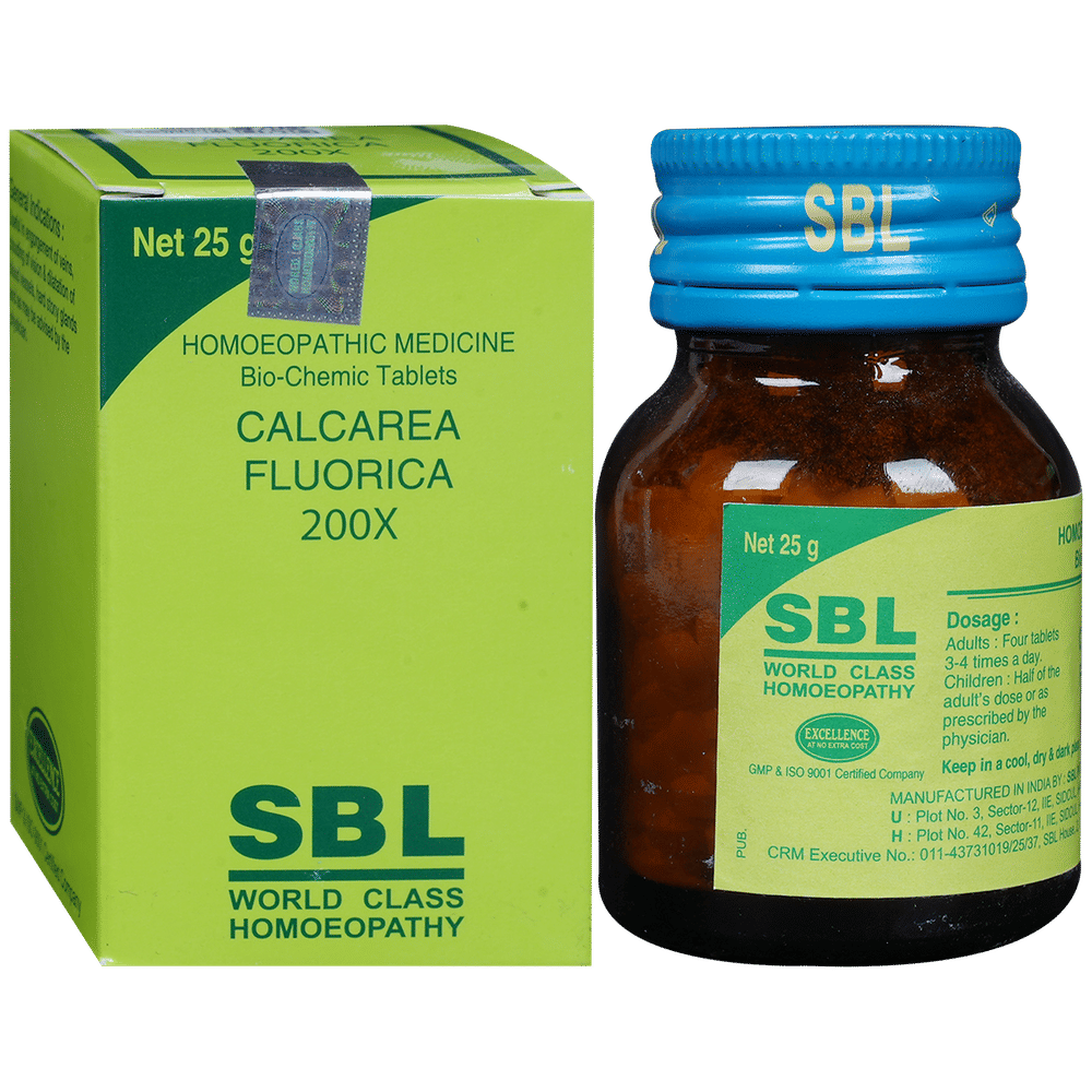 SBL Calcarea Fluorica Biochemic Tablet 200X bottle of 25 gm Biochemic Tablet