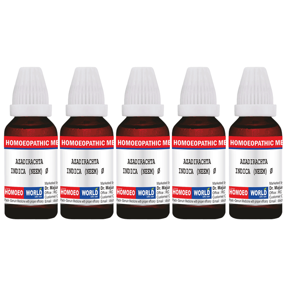 Dr. Majumder Homeo World Azadirachta Indica (Neem) Mother Tincture (30ml Each) Q combo pack of 5 bottles