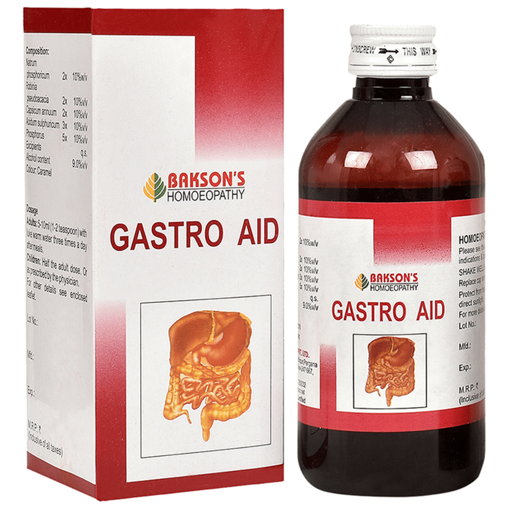 Bakson's Homeopathy Gastro Aid Syrup bottle of 200 ml Syrup