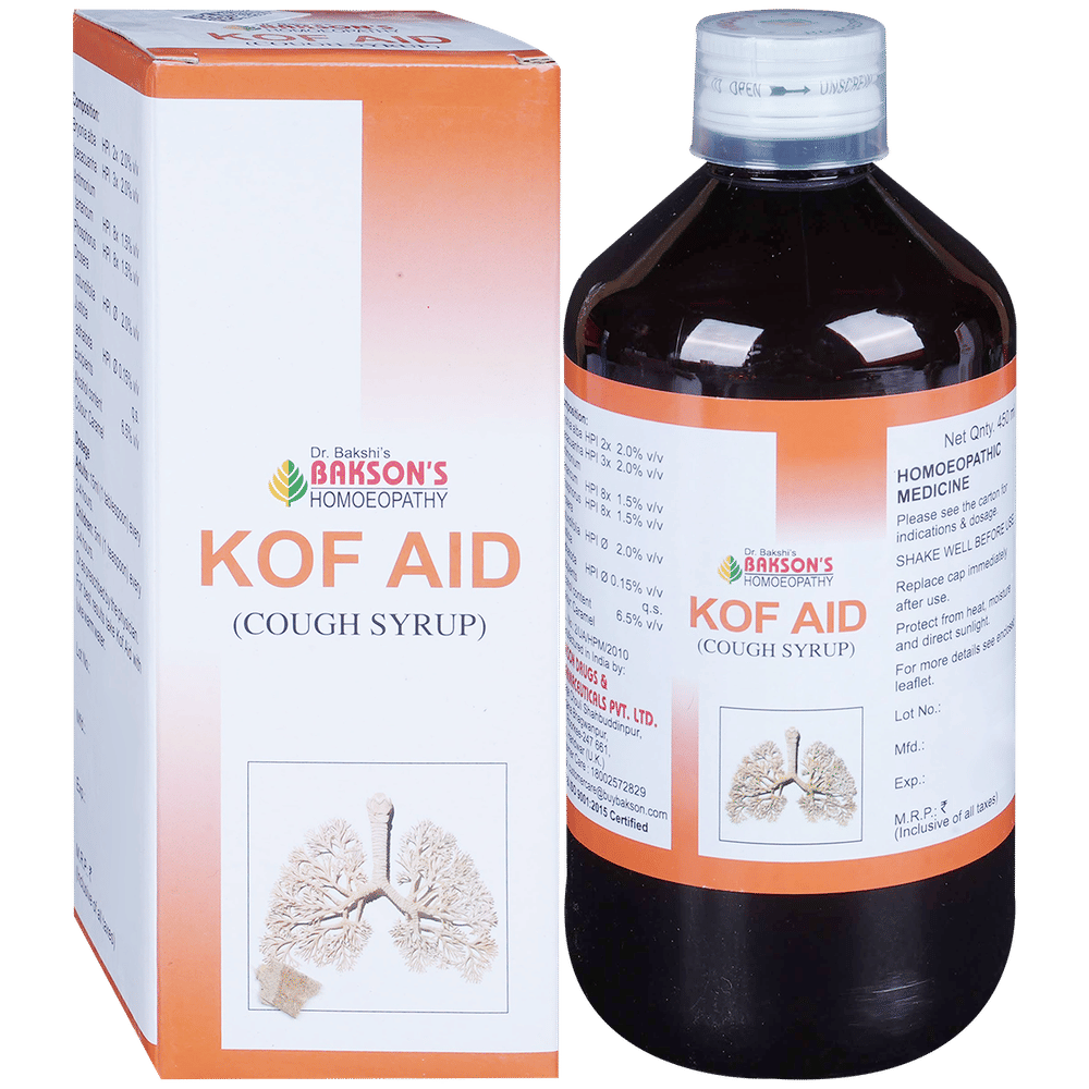 Bakson's Homeopathy Kof Aid Cough Syrup bottle of 450 ml Syrup