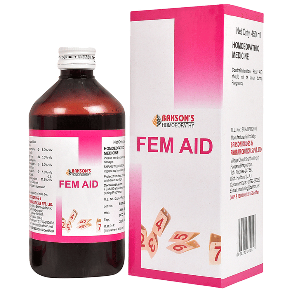 Bakson's Homeopathy Fem Aid Syrup bottle of 450 ml Syrup