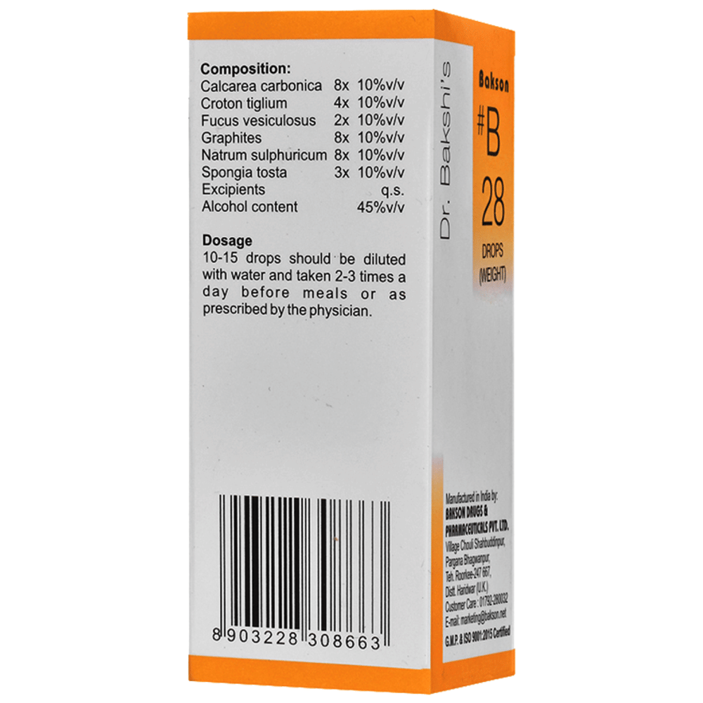Bakson B28 Weight Drop bottle of 30 ml Drop