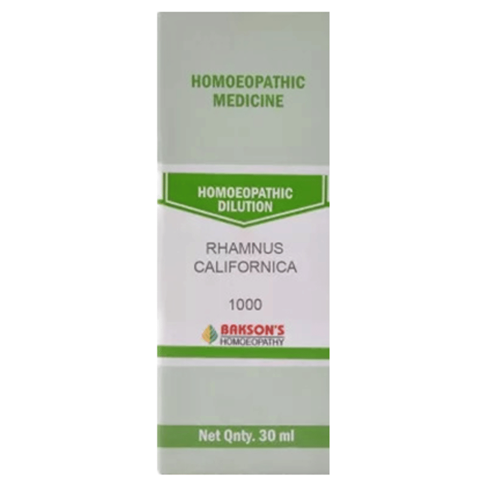 Bakson's Homeopathy Rhamnus Californica Dilution 1000 CH bottle of 30 ml Dilution Bakson's Homeopathy Rhamnus Californica Dilution 1000 CH bottle of 30 ml Dilution