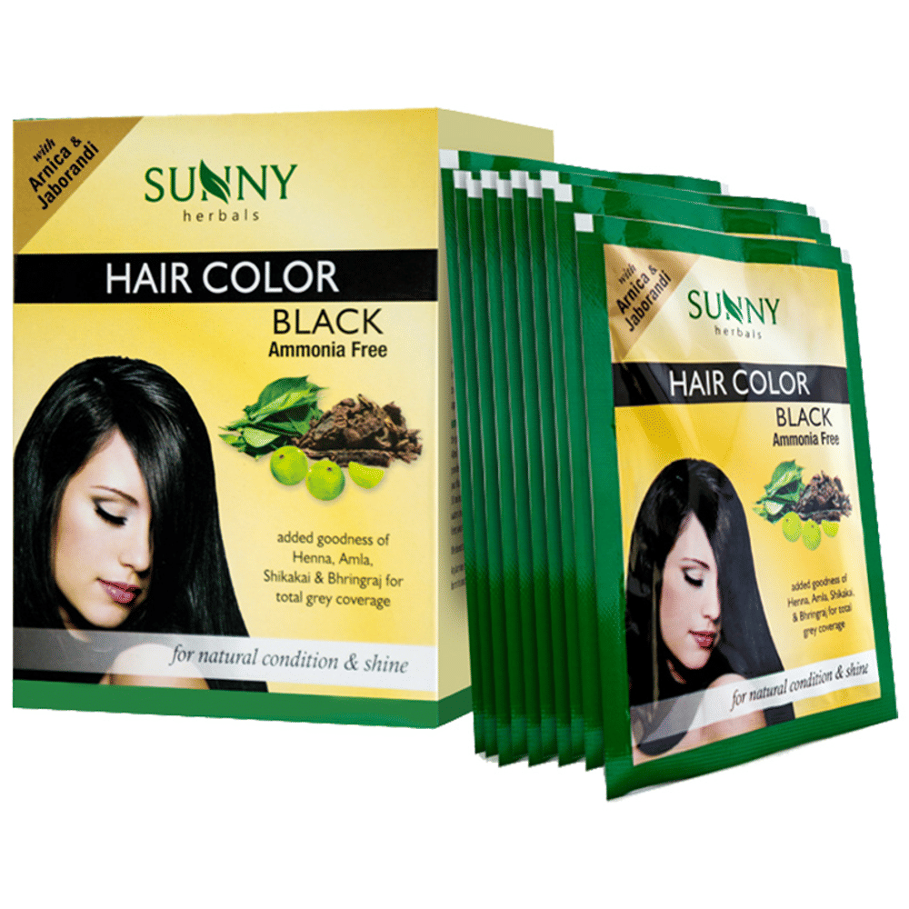 Sunny Herbals Hair Color 12 Sachets Black box of 240 gm Powder