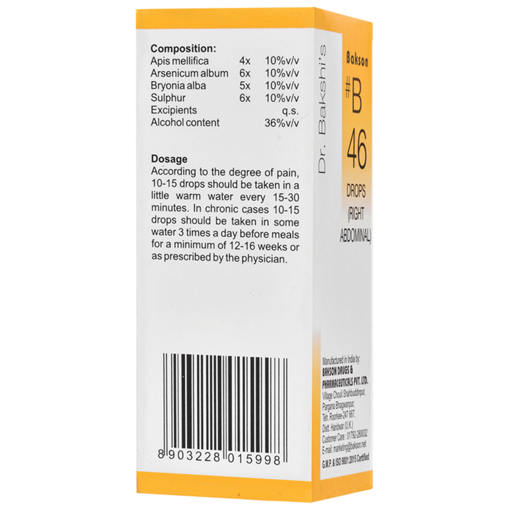Bakson B46 Right Abdominal Drop bottle of 30 ml Drop