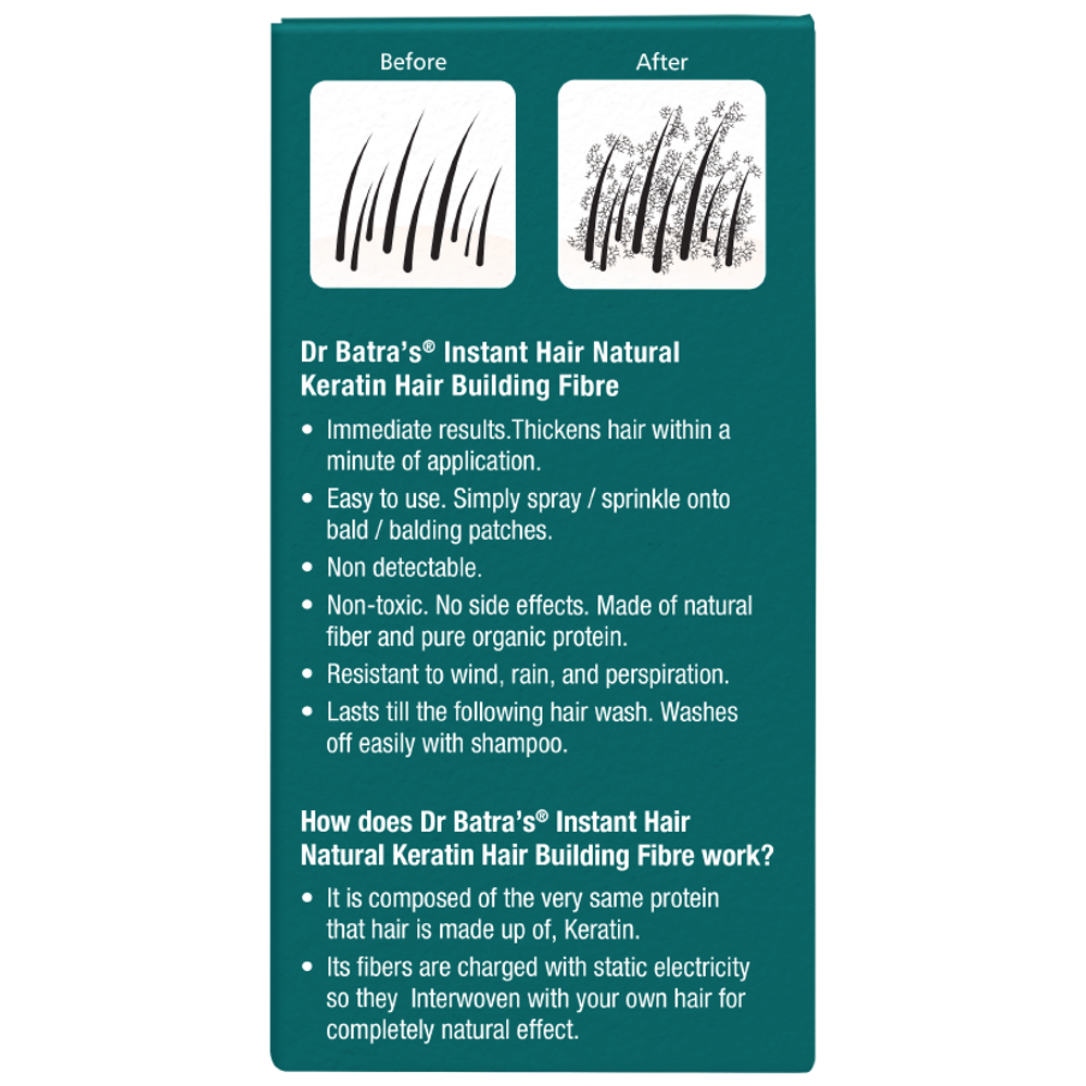 Dr Batra's Instant Hair Natural Keratin Hair Building Fibre Black bottle of 12 gm Powder Dr Batra's Instant Hair Natural Keratin Hair Building Fibre Black bottle of 12 gm Powder