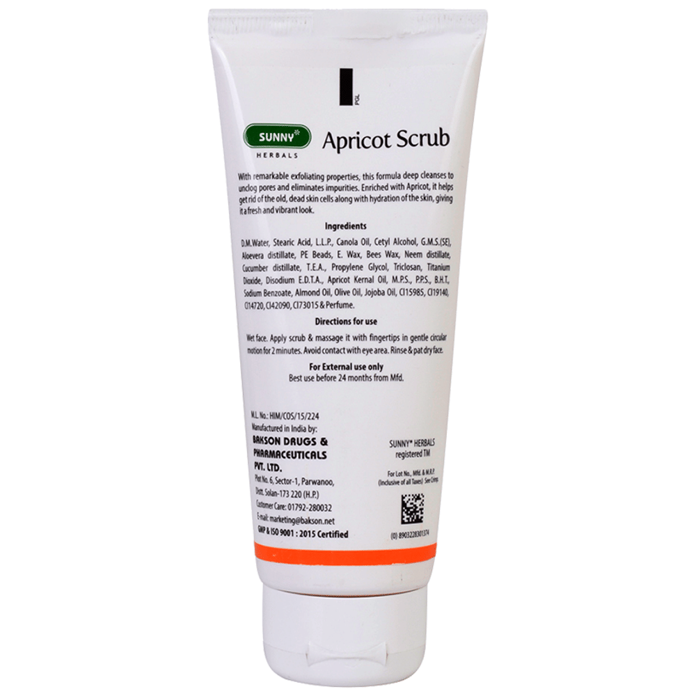 Sunny Herbals Apricot Aloevera with Neem & Cucumber Scrub tube of 100 gm Scrub