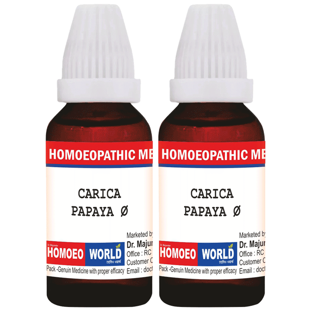 Dr. Majumder Homeo World Carica Papaya Mother Tincture (30ml Each) Q combo pack of 2 bottles