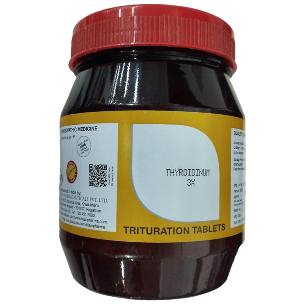 Bjain Thyroidinum Trituration Tablet 3X bottle of 450 gm Trituration Tablet