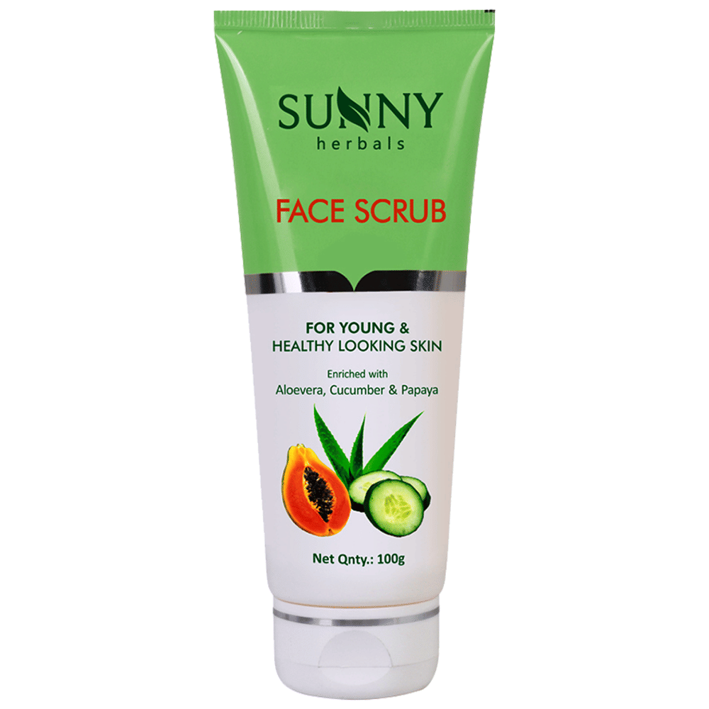 Sunny Herbals Face Scrub with Aloevera, Cucumber & Papaya jar of 100 gm Scrub