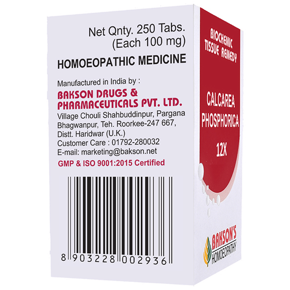 Bakson's Homeopathy Calcarea Phosphorica Biochemic Tablet 12X bottle of 250 biochemic tablets Bakson's Homeopathy Calcarea Phosphorica Biochemic Tablet 12X bottle of 250 biochemic tablets