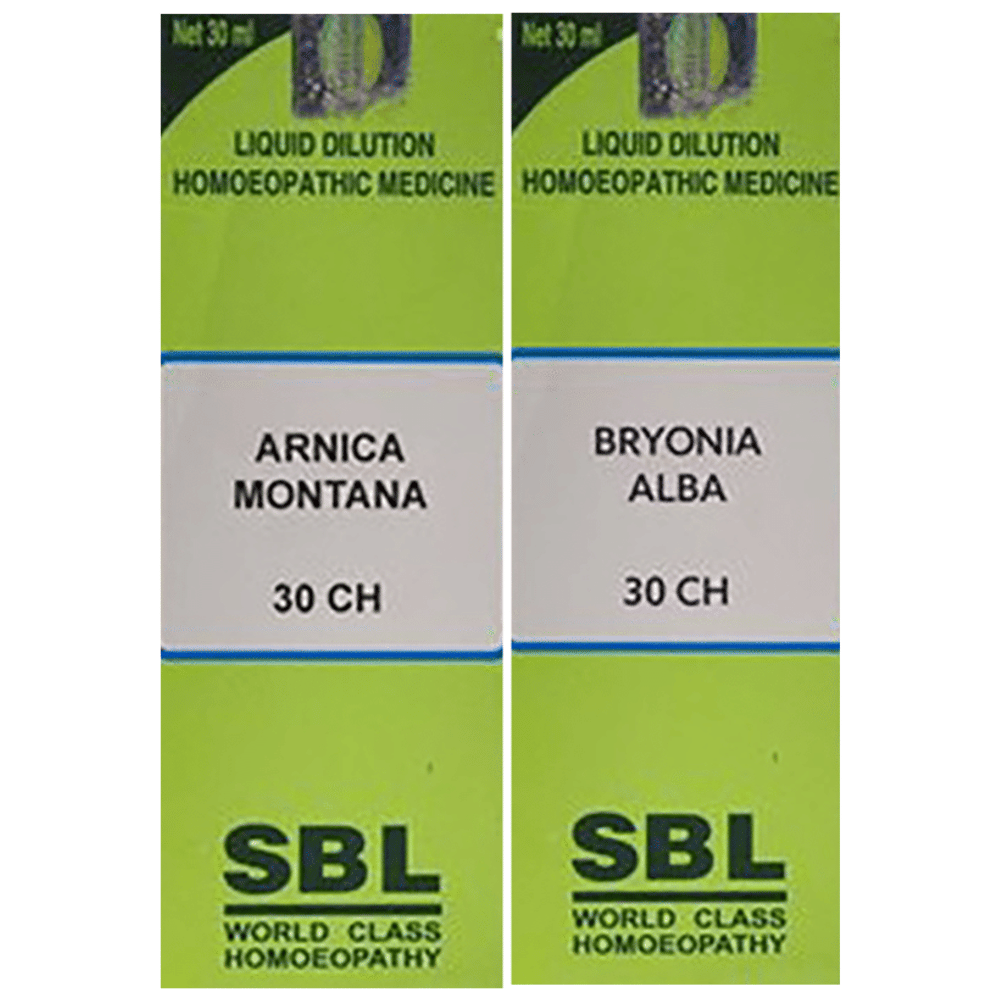 Combo Pack of SBL Bryonia Alba Dilution 30 CH & SBL Arnica Montana Dilution 30 CH (30ml Each) combo pack of 2 bottles
